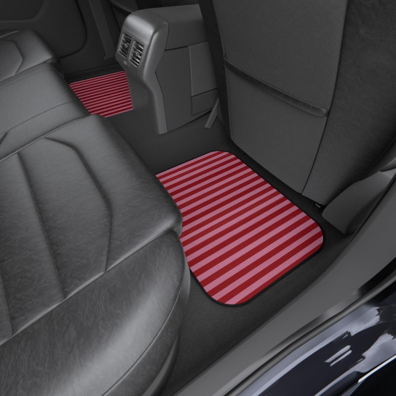 Red and Pink Stripe Car Floor Mats, Car Interiors Decoration | Gifts for Women Drivers image 10