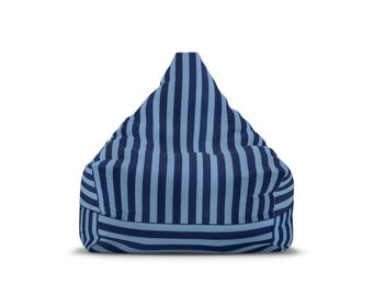 Funda para sillón tipo puf a rayas azul marino / Funda extraíble con cremallera