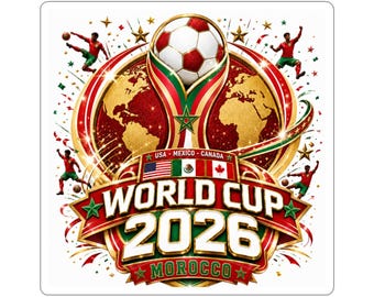 World Cup 2026 Morocco Football Team Sticker | Kiss-Cut Sticker