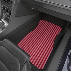 Red and Pink Stripe Car Floor Mats, Car Interiors Decoration | Gifts for Women Drivers image 8