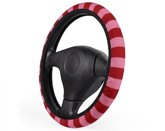 Funda para volante de coche a rayas rosas / Accesorios para coche para mujer