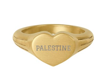 Palestine Heart Signet Ring | Stainless Steel Engraved