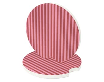 Posavasos para coche con estampado de rayas rojas y rosas / Posavasos para coche, regalo para ella.