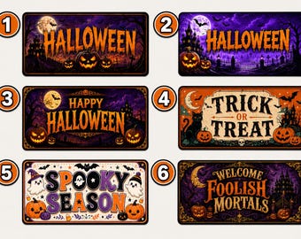 Happy Halloween vanity plate | spooky pumpkins, haunted house license plate