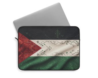 Palestine Flag Laptop Sleeve |  Waving Flag Design