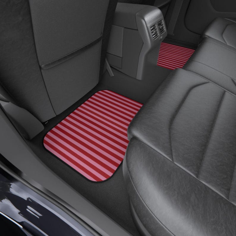 Red and Pink Stripe Car Floor Mats, Car Interiors Decoration | Gifts for Women Drivers image 9