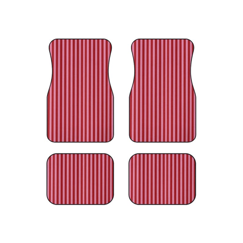 Red and Pink Stripe Car Floor Mats, Car Interiors Decoration | Gifts for Women Drivers image 1