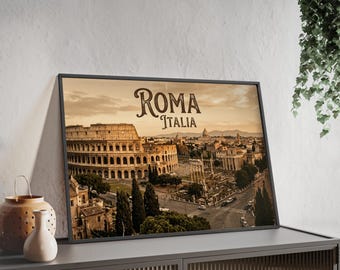Póster vintage del Coliseo de Roma, Italia