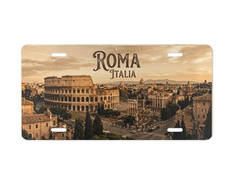 Roma Italia Colosseum License Plate Vanity Plate | Italian Cityscape Aluminum