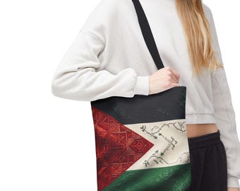 Palestine Flag Pattern Tote Bag | AOP Palestinian Textile Design