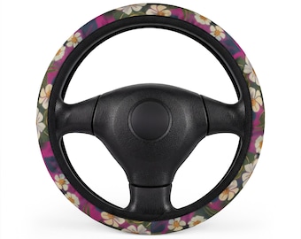 Pink Floral Car Steering Wheel Cover | Daisy Blossom Design