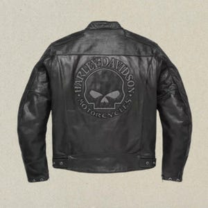 Harley-davidson Men's Reflective Skull Leather Jacket. Biker