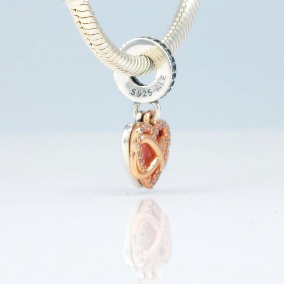 S925 Pure Silver Rose Gold Flawless Symbol Pink Heart Pandora High