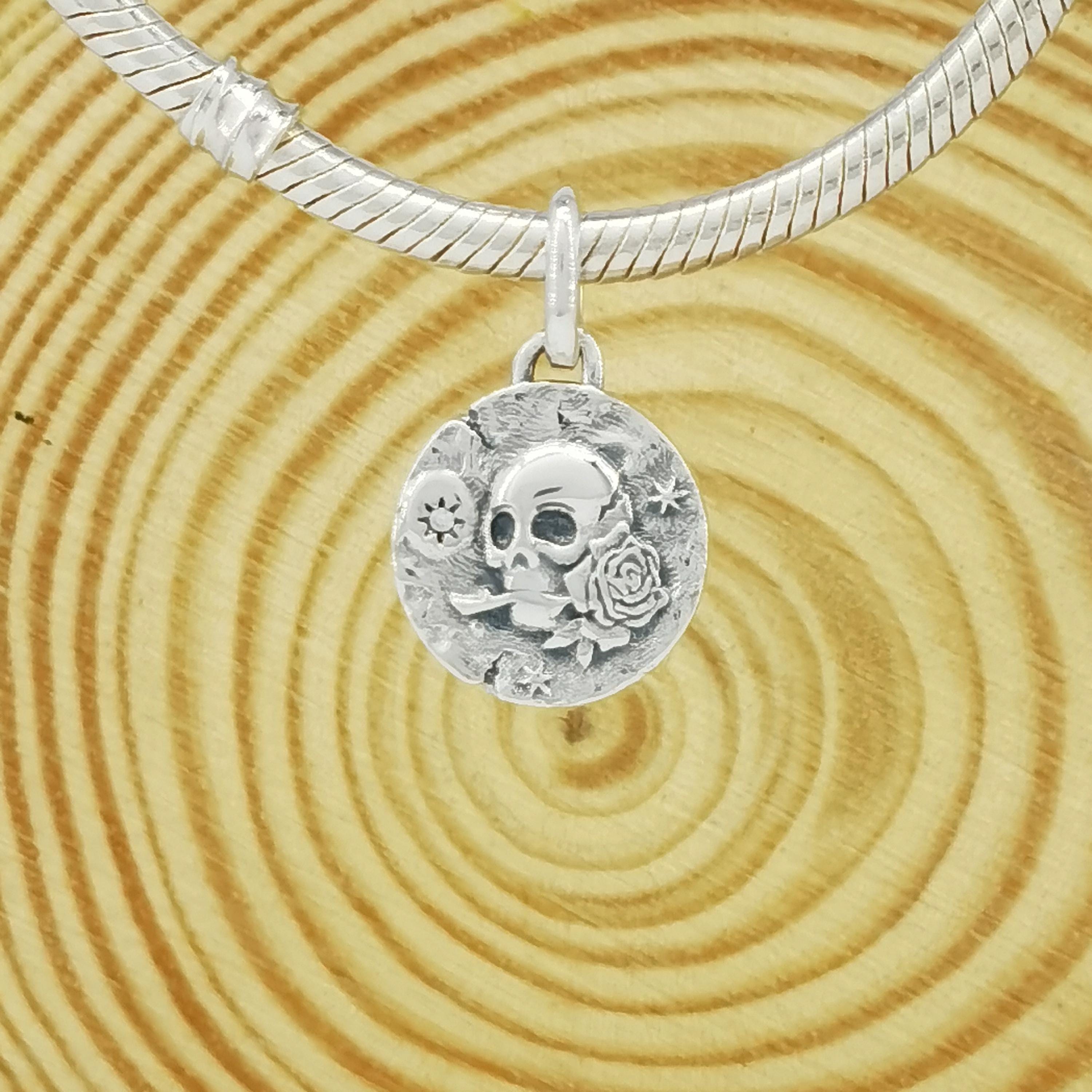 Bracelet Necklace Pandora Sugar Skull Charm S925 Pure Silver Skull