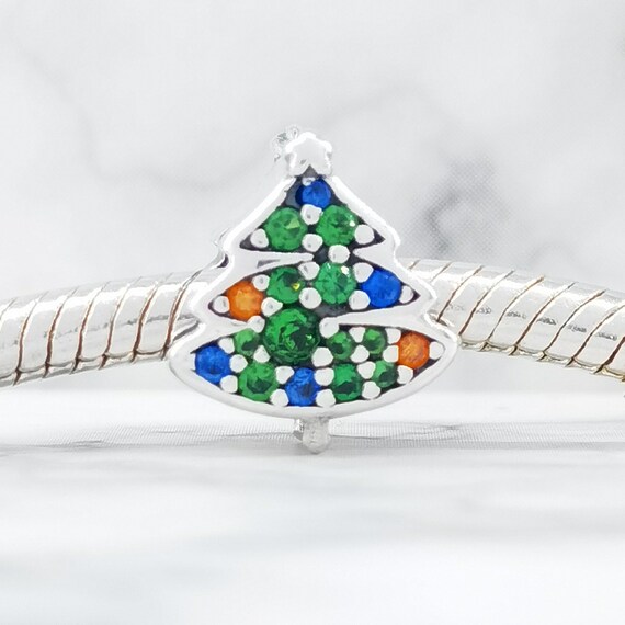 925 Pure Silver Christmas Tree Multi-color Lights Pandora Jewelry