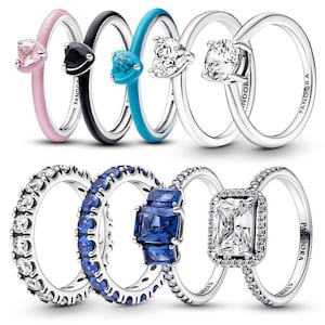 925er Silber hochwertiger Pandora Zirkon Ring mit Emaille in Herzform