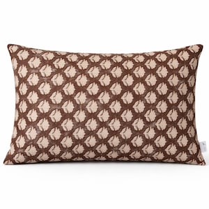 Handmade Buckwheat Pillow: Opal Brown Floral Cotton Cover