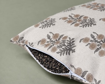 Buckwheat Pillow: Neutral Floral design, Neck & Spine Support