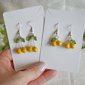 Beaded Lemon Drop Earrings: Sterling Silver Hooks, Amalfi Summer Jewelry