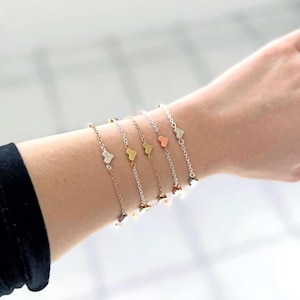 Two-Tone Heart Bracelet: Gold & Silver Cable Chain - Adjustable Length