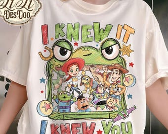 Ich wusste es, ich kannte Sie Doodle Art Png, Cartoon Cowboy Weltraum Held Freunde Buntstift Doodle Art Png, lustige Retro Sublimation Png, Charaktere Clipart