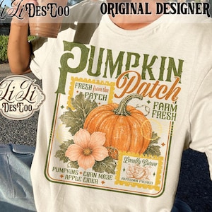 Retro pompoenveldje PNG, trendy herfstsublimatieontwerp, vintage herfstshirtontwerp, verweerde herfst PNG, verse pompoen van de boerderij PNG