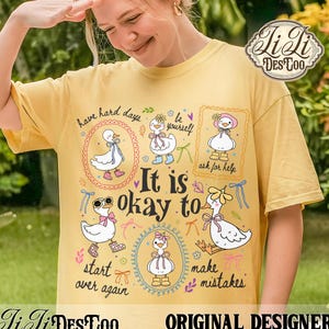 Retro Coquette Goose PNG, It's Okay to Make Mistakes, Vintage Mental Health Teacher Shirt, School Counselor PNG, Affirmation Bow Goose