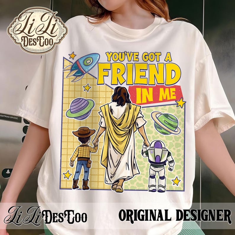 Jesus You've Got A Friend In Me PNG, Jesus Toy Story Clipart, Christian Cartoon PNG, Faith Friendship Design, Sublimation Download