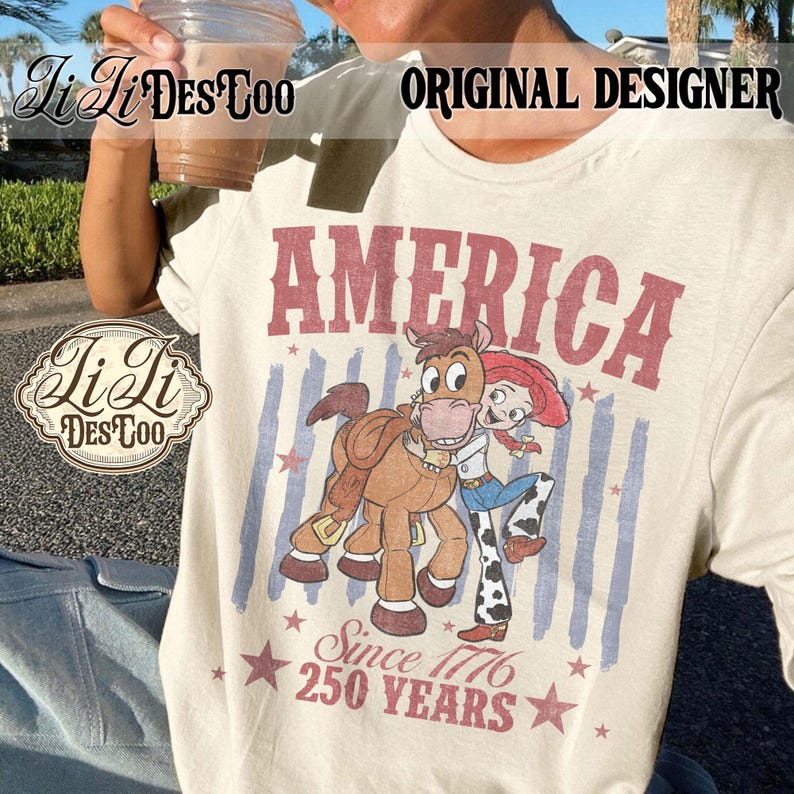 Vintage Disney Cowgirl Jessie Bullseye America Png, Disney Pixar Toy Story Usa 250th Anniversary Png, Disney Family Trip Design