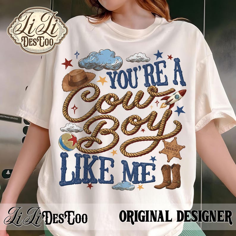 Vintage Tay Story Shirt, You're A Cowboy Like Me Png, Wdw Disneyland Family Vacation Trip Tee, Disney Pixar Fest Png