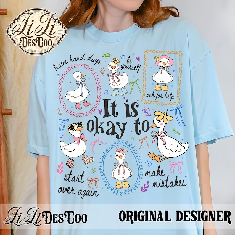It's Okay To png, Cute Goose Motivational Png, Retro Coquette Goose PNG, School Counsellor Png, Teacher Goose PNG, Mental Health Goose PNG image 5