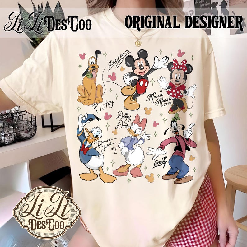 Retro Mickey Mouse and Friends Signatures Png File, Disneyland Characters Magical Digital Download, Disneyworld Mouse Head Png, Mikey & Co