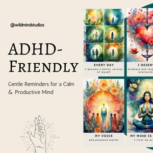 Carte di affermazione adatte a chi soffre di ADHD – Mazzo digitale stampabile per concentrazione, calma e motivazione / Download immediato PDF + PNG