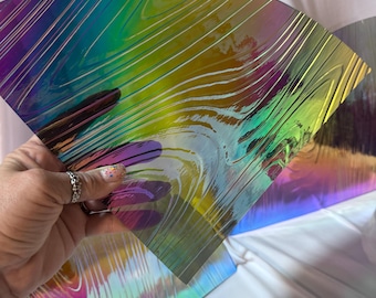 Dichroic Rainbow Barnwood Baroque glass 1/4 sheet
