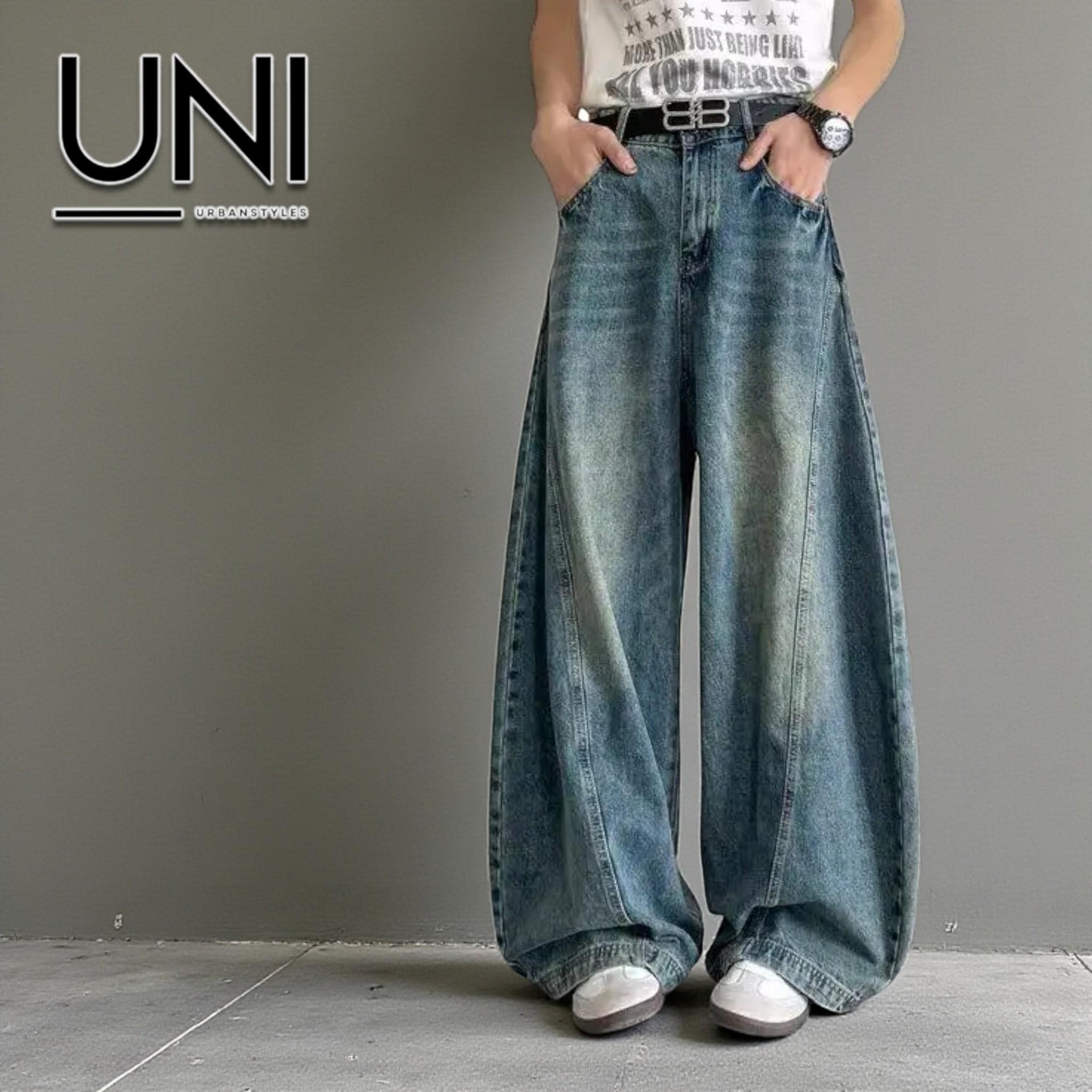 パンツ ASTT Distressed Baggy denim street opium 💥 Dirty Painted Distressed Thrashed Faded Japanese Flared
