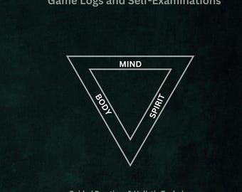 May include: A dark green journal titled "Sports Performance Journal" with white text. The cover includes the text "Game Logs and Self-Examinations" and a triangular graphic with "Mind," "Body," and "Spirit." It also features "Guided Practices & Holistic Techniques to Unlock Your Peak Performance."