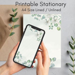 Printable Writing Paper, PRINTABLE Stationery, Printable Stationary, Floral Letter Writing Paper, Writing Set, Notepaper, A4 Size, Digital