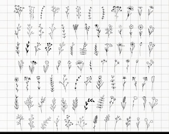 Pacchetto SVG di disegni floreali: disegni botanici disegnati a mano (download digitale)