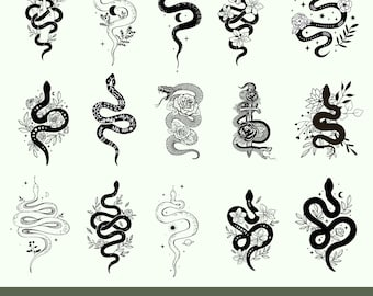 Pacchetto SVG di serpenti floreali, clipart di serpenti celesti mistici (download digitale)