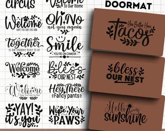 Pacchetto SVG di divertenti zerbini: file di taglio del cartello di benvenuto (download digitale, uso commerciale)