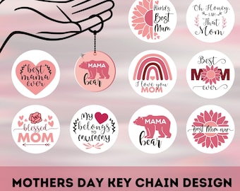 Pacchetto portachiavi SVG per la festa della mamma: Mom Life Designs (download digitale)