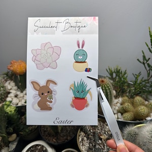 Ostern Sticker Blatt | Wasserfester Vinyl-Aufkleber | Wasserflasche und Laptop Aufkleber | Niedliche Pflanzenaufkleber | Geschenk | Ostern