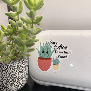 Sag Aloe zu meinem kleinen Freund Aufkleber | Wasserfester Vinyl-Aufkleber | Wasserflasche und Laptop Aufkleber | Niedliche Pflanzenaufkleber | Witziger Sticker