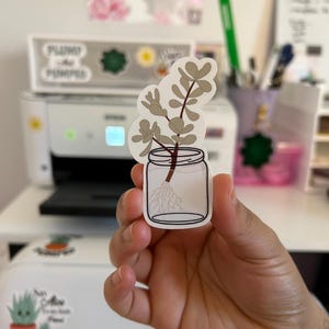 Pegatina para frasco de propagación de plantas / Pegatina de vinilo impermeable / Calcomanía para botella de agua y portátil / Pegatina de planta linda