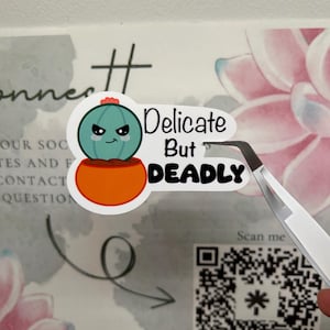 Pegatina de rubí delicada pero mortal / Pegatina de vinilo impermeable / Calcomanía para botella de agua y portátil / Pegatina de planta linda / Pegatina divertida