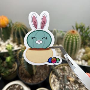 Osterhase Ruby Aufkleber | Wasserfester Vinyl-Aufkleber | Wasserflasche und Laptop Aufkleber | Niedliche Pflanzenaufkleber | Ostern Aufkleber | Geschenk