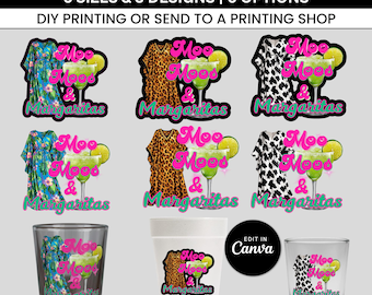 Moo Moos and Margaritas Party Cup Shot Glass Template (Digital Download)