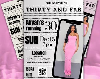 Birthday Newspaper Canva Template Invite, Invitation Party Announcement, Editable large Newspaper, (Digital Download)