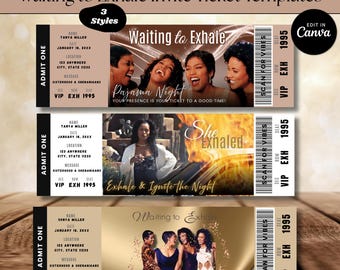 Waiting to Exhale Ticket Invitation Template, Movie Ticket, DIY Party Invite (Canva Digital Download)