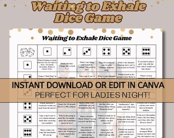Waiting to Exhale Party Game, Ladies Night Dice Activity (Printable & Editable)